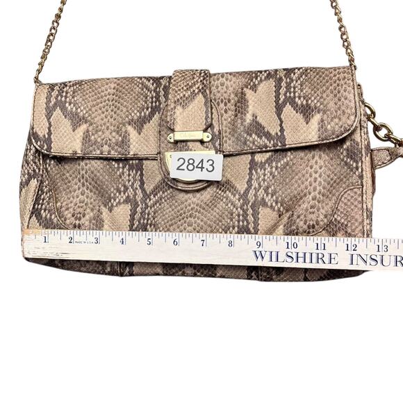 Cole Haan Snake Animal Print Embossed Leather Baguette Handbag Clutch - Picture 9 of 10